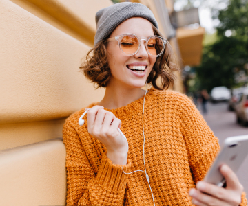 Girl in orange sweater